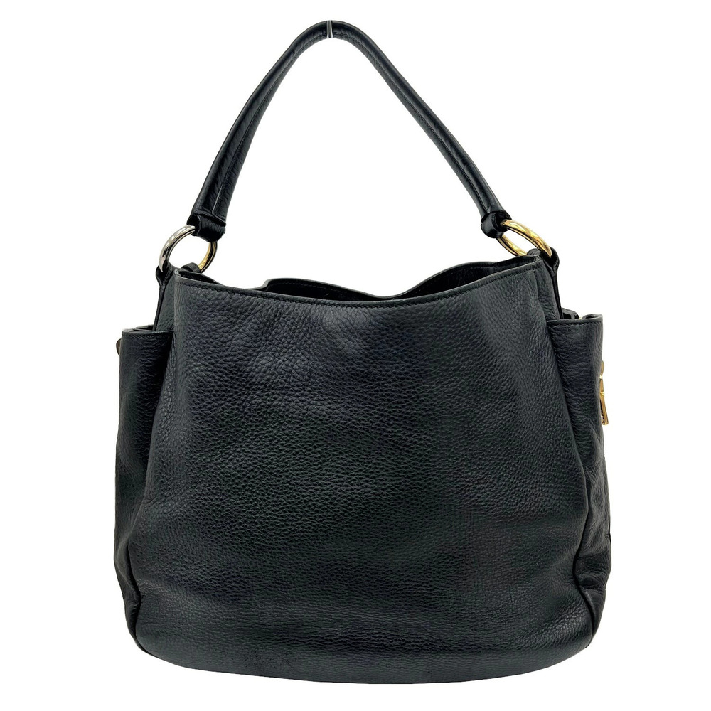 PRADA One Shoulder Hobo Bag Black Leather